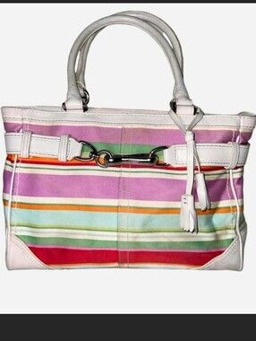 Coach Hampton Bundle Striped Multicolor  Satchel And Wristlet